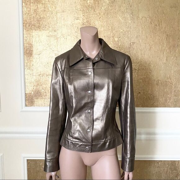 Dolce & Gabbana bronze leather moto jacket M
